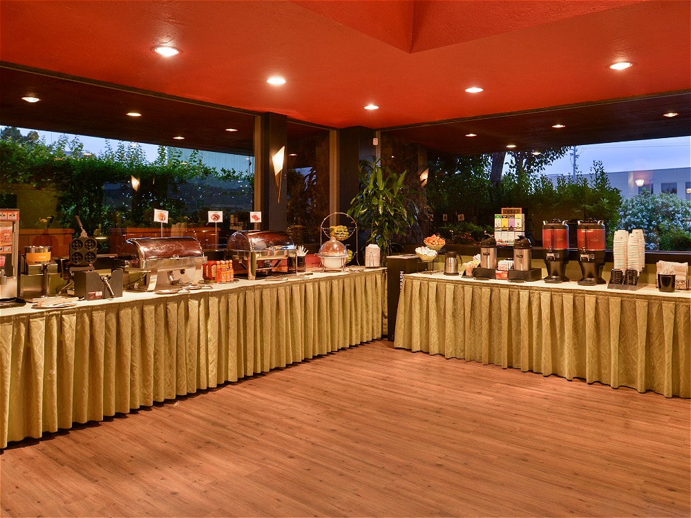 Hotel catering with food and tables