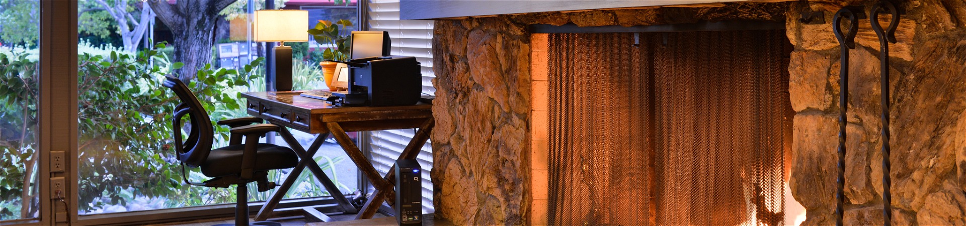 Business center near fireplace